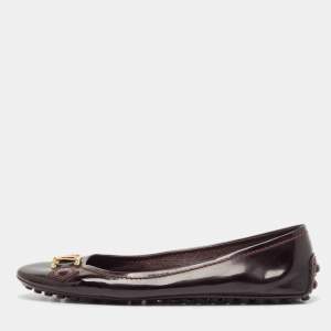 Louis Vuitton Burgundy Patent Leather Oxford Ballet Flats Size 38