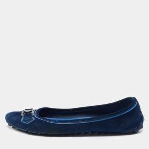 Louis Vuitton Navy Blue Suede Oxford Ballet Flats Size 39