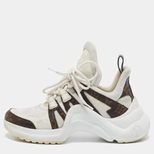 Louis Vuitton White Coated Canvas and Mesh Archlight Low Top Sneakers Size 36