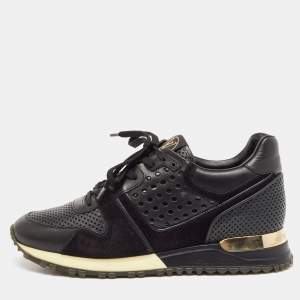 Louis Vuitton Black Leather and Suede Run Away Lace Up Sneakers Size 38
