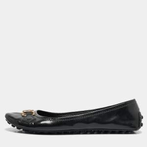 Louis Vuitton Black Leather Oxford Ballet Flats Size 39.5