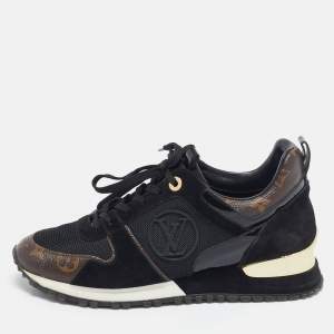 Louis Vuitton Brown Canvas and Suede Run Away Low Top Sneakers Size 37.5