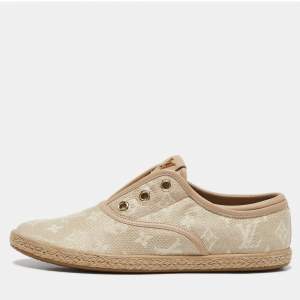 Louis Vuitton Beige Monogram Canvas Laceless Espadrille Sneakers Size 37.5