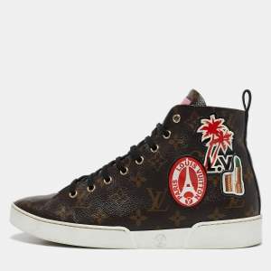 Louis Vuitton Brown Monogram Canvas High Top Sneakers Size 39