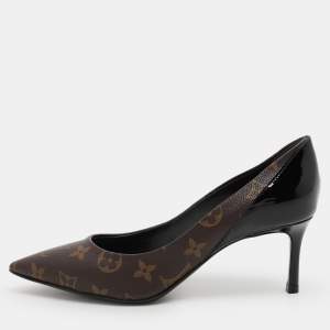 Louis Vuitton Monogram Canvas And Patent Leather Cherie Pumps Size 36.5