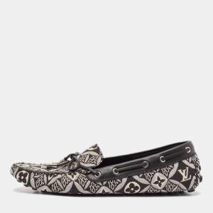 Louis Vuitton Black/White Canvas and Leather Gloria Loafers Size 39.5