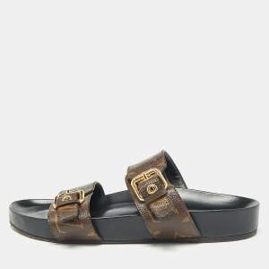 Louis Vuitton Brown Monogram Canvas Bom Dia Flat Slides Size 38