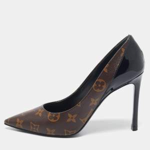 Louis Vuitton Monogram Canvas and Patent Leather Chérie Pumps Size 37.5