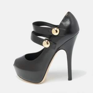 Louis Vuitton Black Leather Mary Jane Pumps Size 37.5