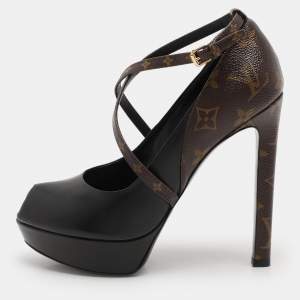 Louis Vuitton Black Monogram Canvas and Leather Temptation Pumps Size 37.5