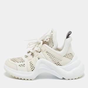 Louis Vuitton Cream Leather Archlight Lace Up Sneakers Size 39
