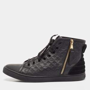 Louis Vuitton Black Leather and Rubber Punchy High Top Sneakers Size 39