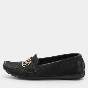 Louis Vuitton Black Suede Initiales Loafers Size 36.5