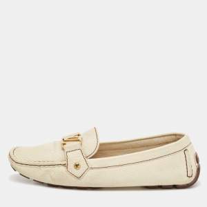 Louis Vuitton Cream Leather Oxford Loafers Size 40