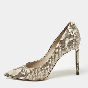 Louis Vuitton Beige/Grey Python Leather Pointed Toe Pumps Size 39.5