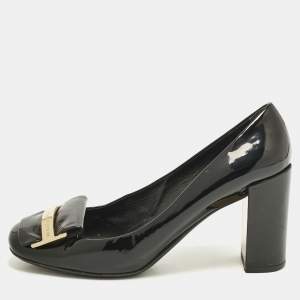 Louis Vuitton Black Patent Leather Round Toe Pumps Size 37