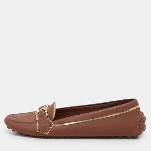Louis Vuitton Brown Leather Oxford Slip On Loafers Size 37