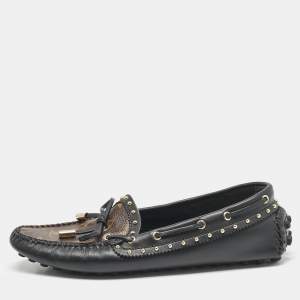 Louis Vuitton Brown Monogram Coated Canvas And Leather Gloria Loafers Size 36