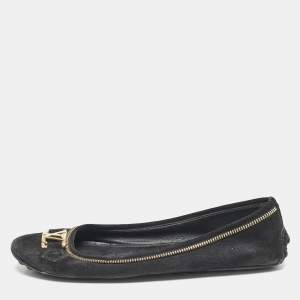 Louis Vuitton Black Suede Oxford Ballet Flats Size 39.5