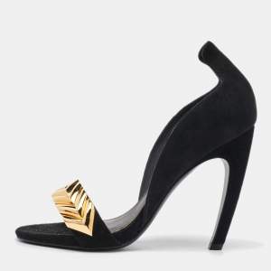 Louis Vuitton Black Suede V Symphony Sandals Size 36.5