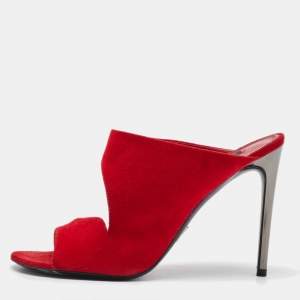 Louis Vuitton Red Suede Slide Sandals Size 38