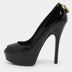 Louis Vuitton Black Patent Leather Oh Really! Platform Pumps Size 38