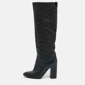 Louis Vuitton Black Leather Donna Knee Length Boots Size 37