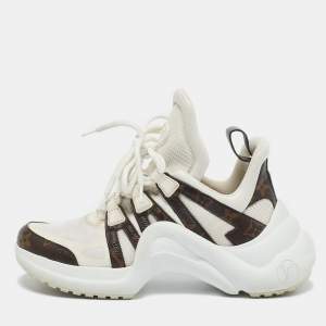 Louis Vuitton White Mesh, Leather and Monogram Canvas Archlight Sneakers Size 37
