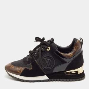 Louis Vuitton Brown/Black Monogram Canvas, Mesh and Leather Run Away Sneakers Size 38