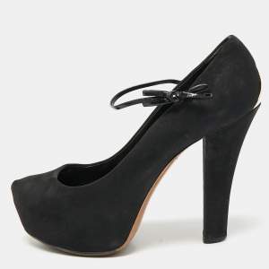 Louis Vuitton Black Nubuck Leather Varennes Platform Pumps Size 36