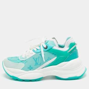 Louis Vuitton Green/White Mesh and PVC Run 55 Sneakers Size 36