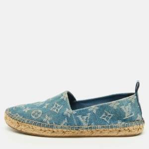 Louis Vuitton Blue Monogram Denim Starboard Espadrille Loafers Size 36