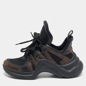Louis Vuitton Black Mesh and Monogram Canvas Archlight Sneakers Size 39