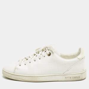 Louis Vuitton White Croc Embossed Leather Frontrow Sneakers Size 40 