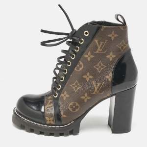 Louis Vuitton Brown/Black Monogram Canvas and Leather Star Trail Ankle Length Boots Size 40