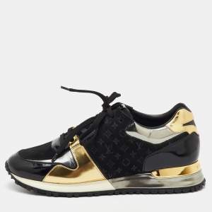 Louis Vuitton Multicolor Monogram Suede and Patent Leather Run Away Sneakers Size 37.5