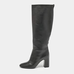 Louis Vuitton Black Leather Donna Knee Length Boots Size 39