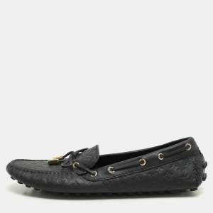 Louis Vuitton Black Monogram Empreinte Leather Gloria Loafers Size 39