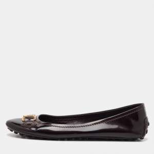 Louis Vuitton Burgundy Patent Leather Oxford Ballet Flats Size 37