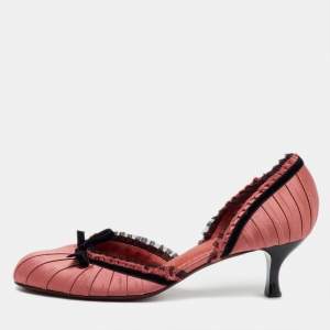 Louis Vuitton Rose Pink/Black Satin Balmoral Bow Pumps Size 40