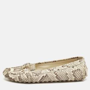Louis Vuitton Cream Python Monte Carlo Loafers Size 38.5