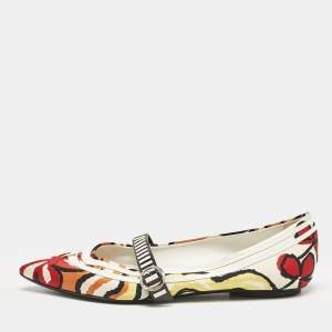 Louis Vuitton Multicolor Floral Fabric Buckle Strap Ballet Flats Size 38