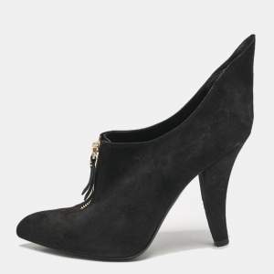 Louis Vuitton Black Suede Pointed Toe Ankle Booties Size 38.5