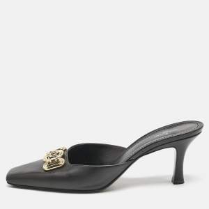 Louis Vuitton Black Leather Rotary Mules Size 41