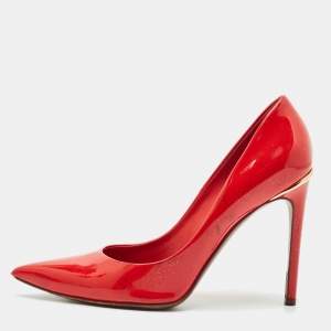Louis Vuitton Red Patent Leather Eyeline Pointed Toe Pumps Size 38