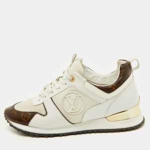 Louis Vuitton White Mesh, Leather and Monogram Canvas Run Away Sneakers Size 39