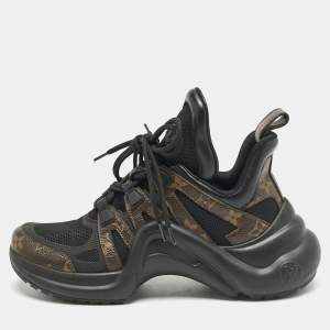Louis Vuitton Black Mesh and Monogram Canvas Archlight Sneakers Size 38.5