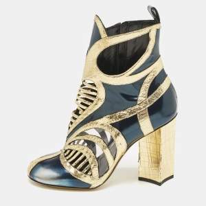 Louis Vuitton Multicolor Infrarouge Glazed Leather Queen Of Hearts Booties Size 38