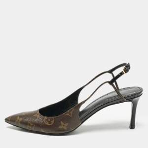 Louis Vuitton Brown Coated Canvas Cherie Slingback Pumps Size 40