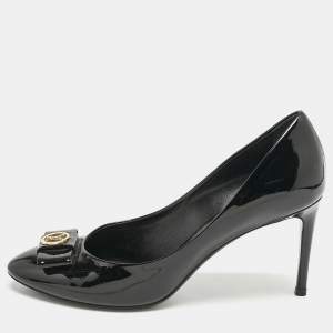 Louis Vuitton Black Patent Leather Bow Pumps Size 39